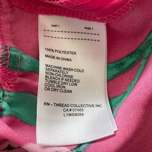 Laundry by Shelli Segal Pink Floral Bell Sleeve Blouse Women Large Ruffle Waist - Picture 7 of 10